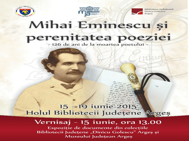 Bastonul lui Eminescu din fildeş, bambus, argint şi piele expus la Biblioteca Judeţeană ,,Dinicu Golescu” Argeş