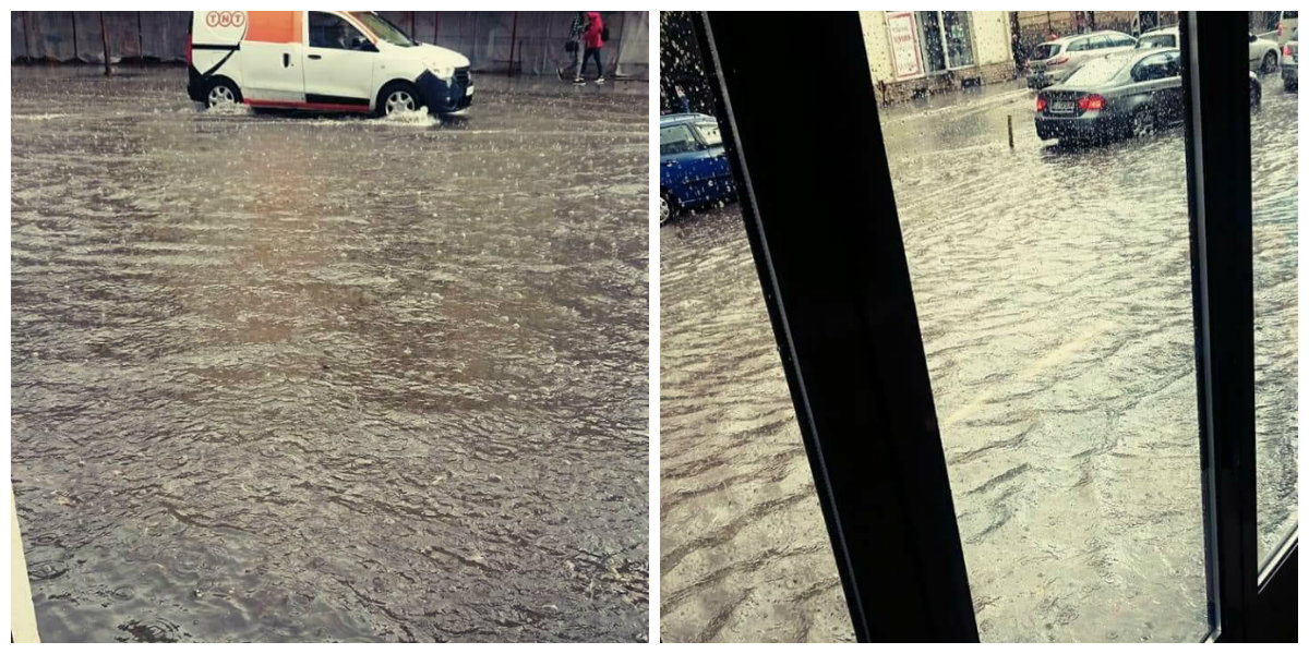 O stradă din Câmpulung, transformată într-un lac în câteva minute!