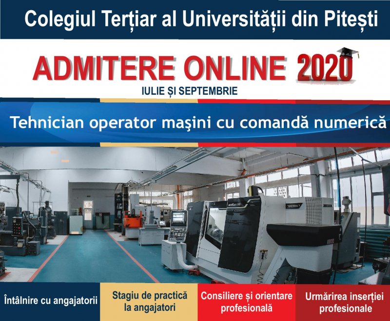 Colegiul Terțiar Nonuniversitar al Universității din Pitești organizează ADMITERE ONLINE 2020