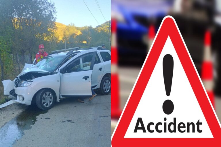 Un conducător auto a ajuns cu autoturismul într-un stâlp. Mașina făcută zob, șoferul băut la volan